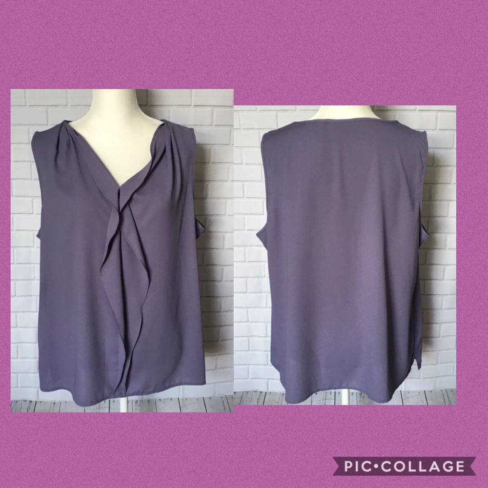 Chico's Blouse Top Sz 3 Sleeveless Ruffle Purple